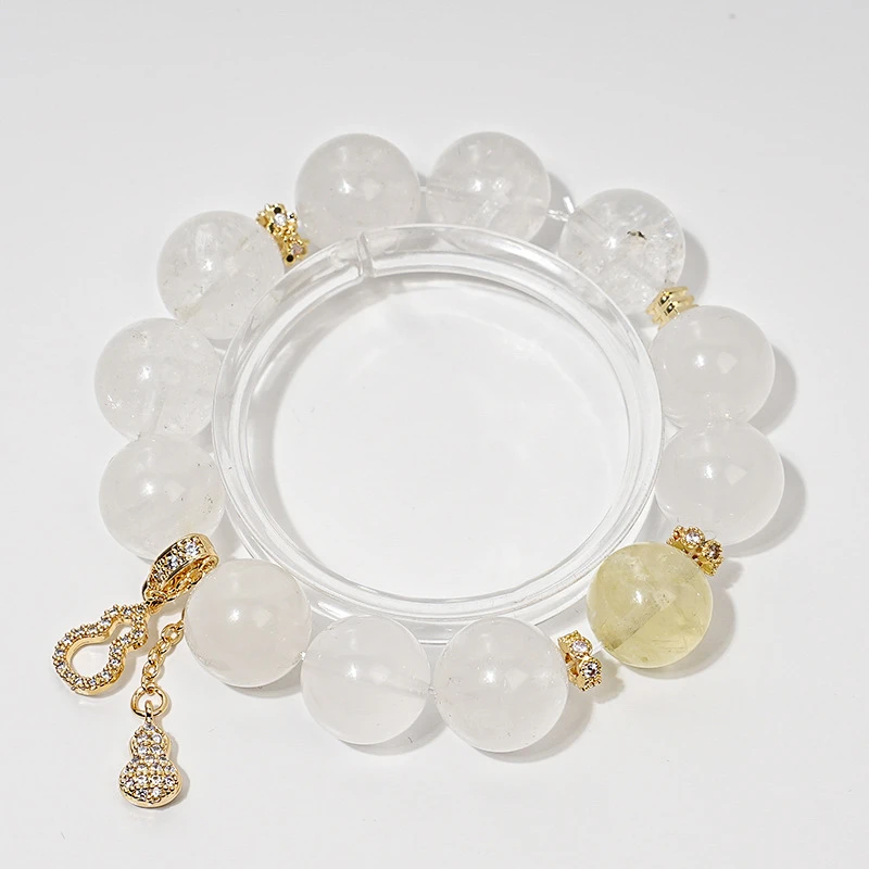 【冰裂之花】高货天然白幽灵水晶手串柠檬晶显白手链 多样性发其一