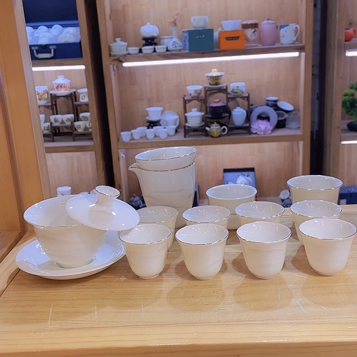 水墨千里羊脂玉套装