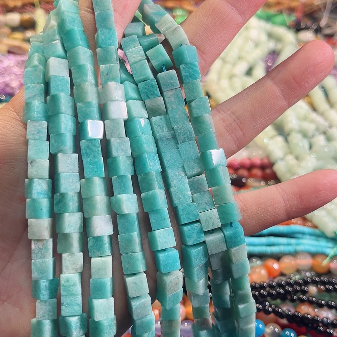 玛瑙/玉髓合金珠宝半成品天河石方糖一条6x6mm