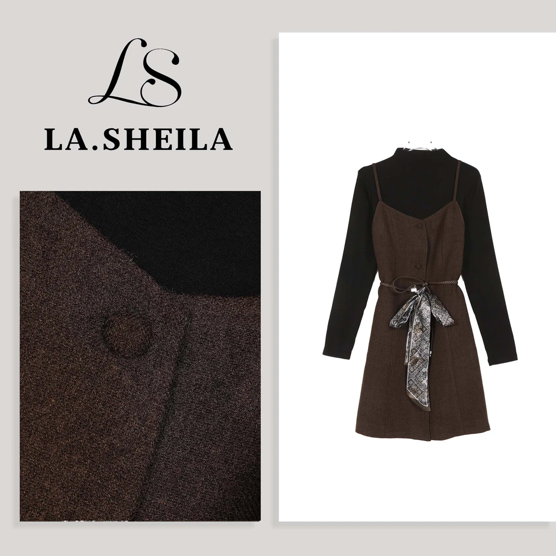 LA.Sheila 送丝巾+腰带吊带裙打底套装253-TZ/0915-98135（98136）