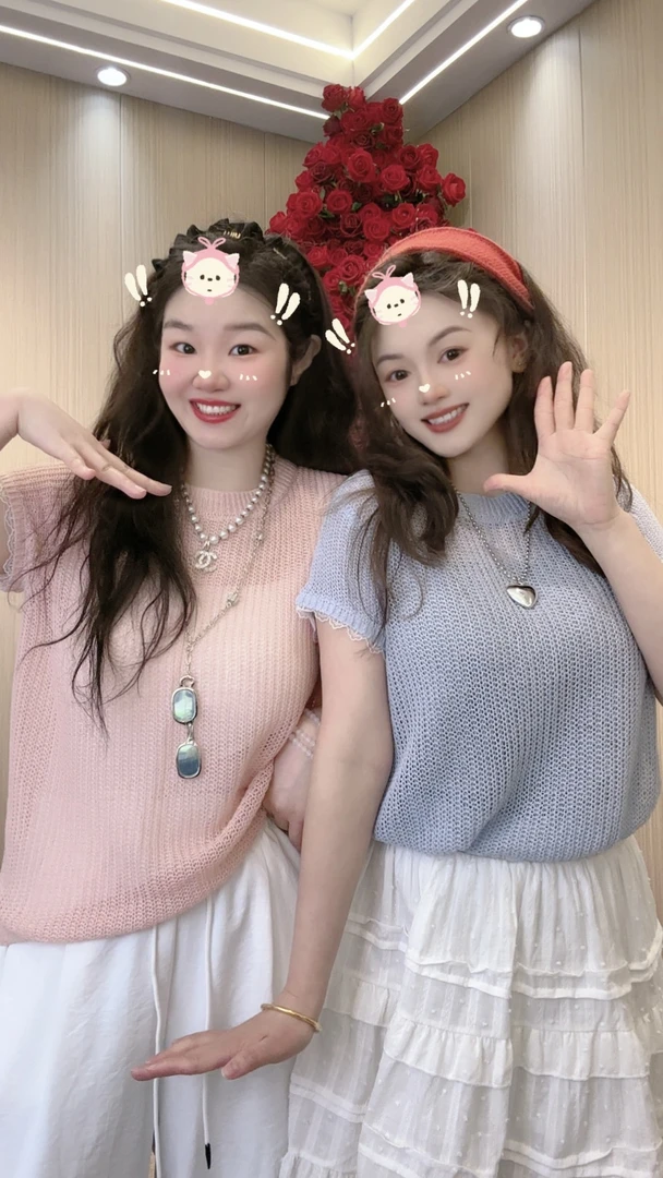 6680#大码薄款镂空冰丝针织衫短袖女2025夏季新款蕾丝边上衣