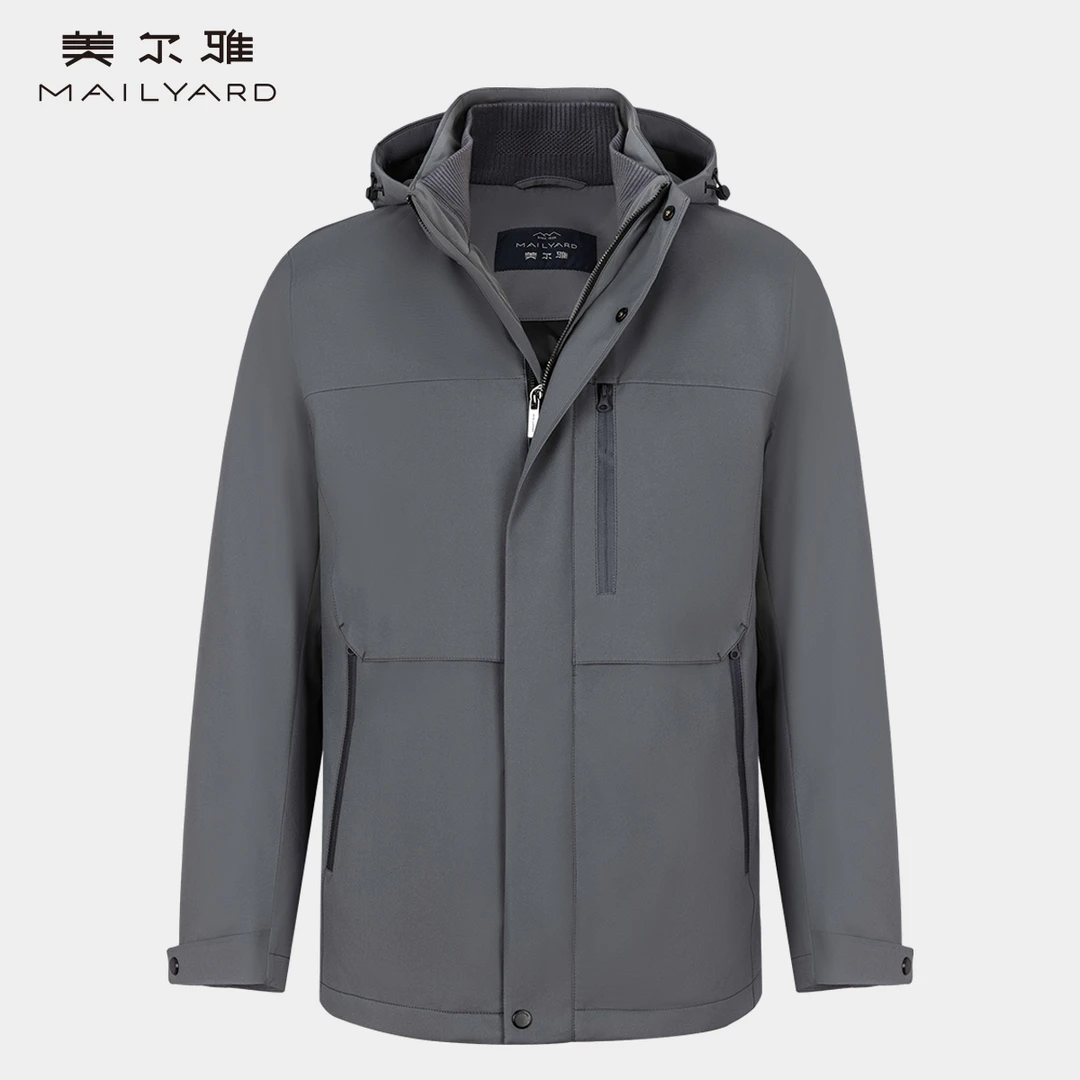 MAILYARD/美尔雅鹅绒连帽可脱卸男士商务休闲羽绒服 259