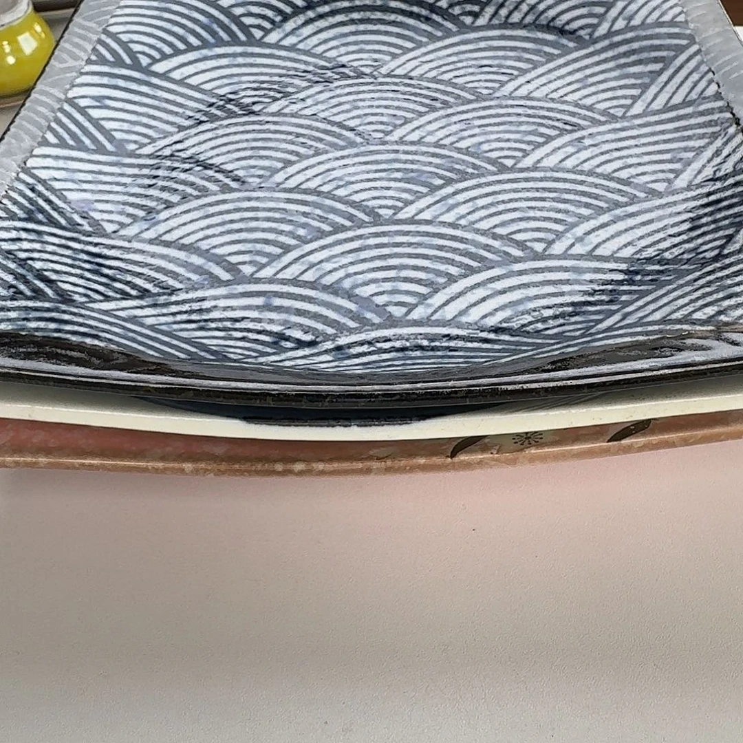 瓷片青海波23厘米大方盘