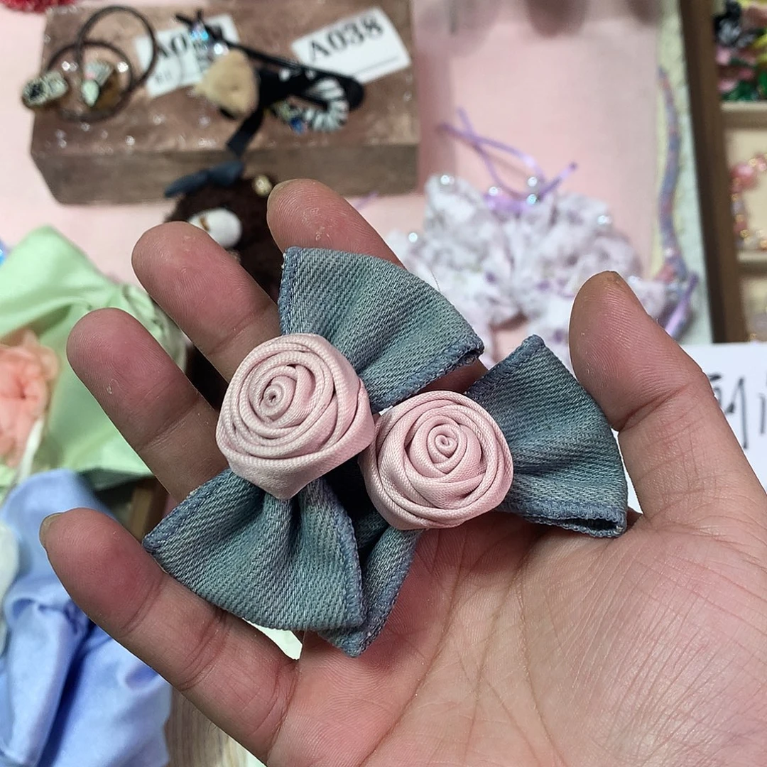 皮质铁合金牛仔手工玫瑰花对夹