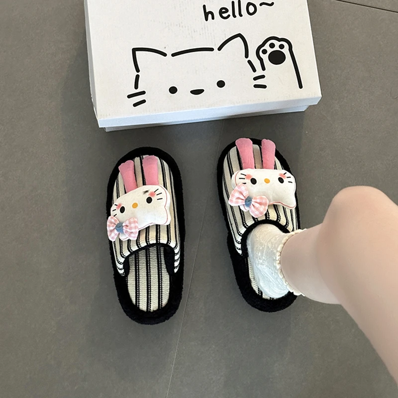 厚底卡通可爱大头猫包头拖外穿女2025年冬季新款时尚百搭学生韩版