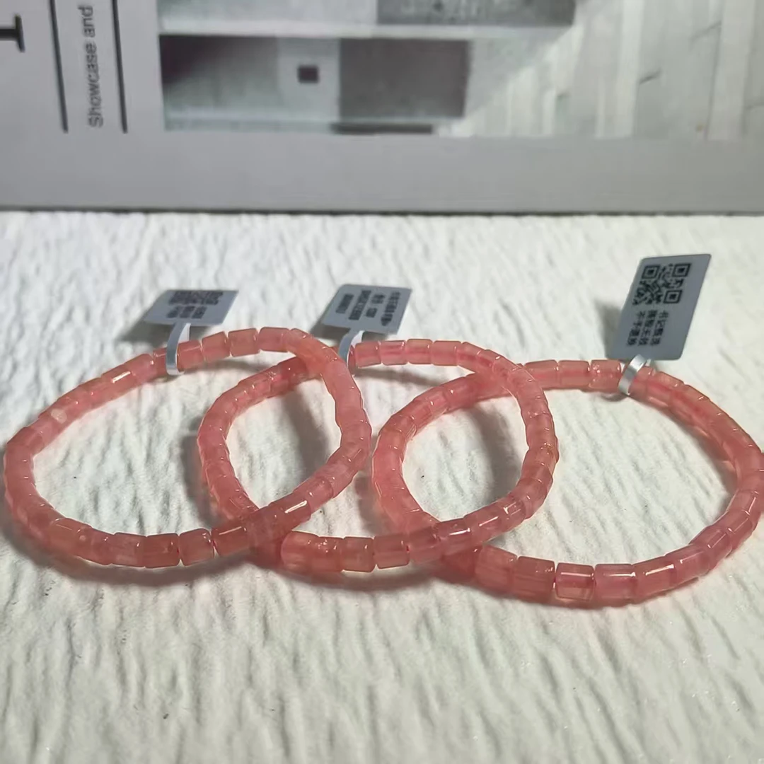 【拾晶轩】天然红纹石桶珠单圈手链 多样性发一件 约4mm 1239BB