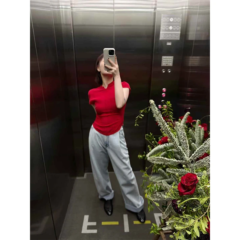 SAMUEL GUI YANG 25春夏新款 立领短袖T恤/no退no换