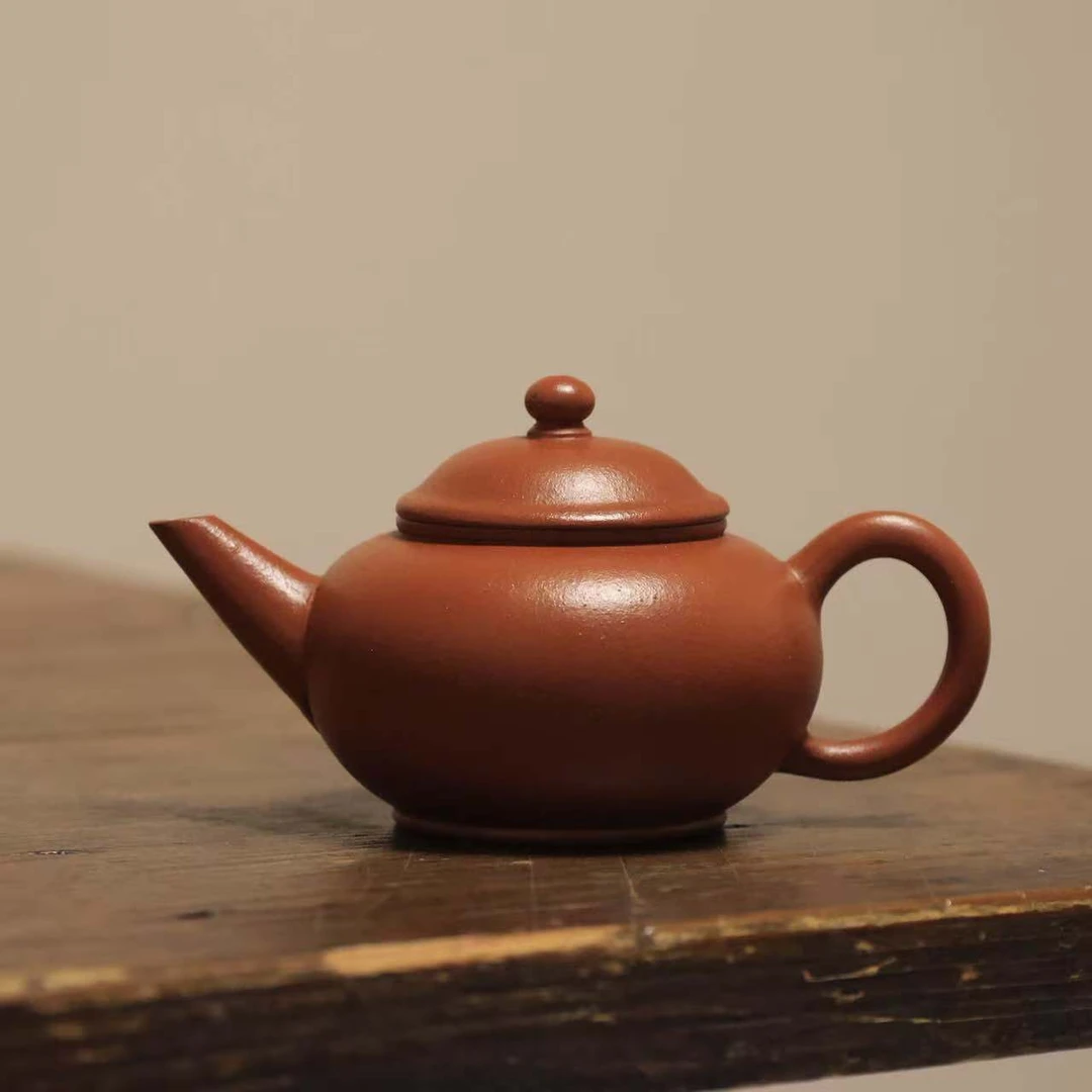 90年代台商定制墨渊斋朱泥水平93毫升紫砂壶红泥茶具水平壶茶壶