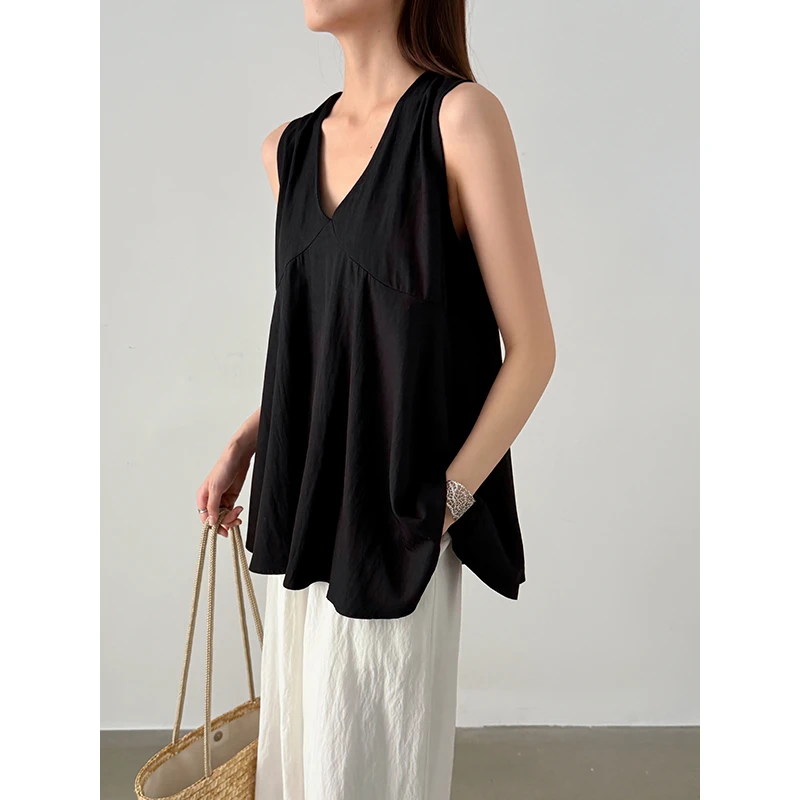 实拍~BRIVIN韩系黑色不规则背心