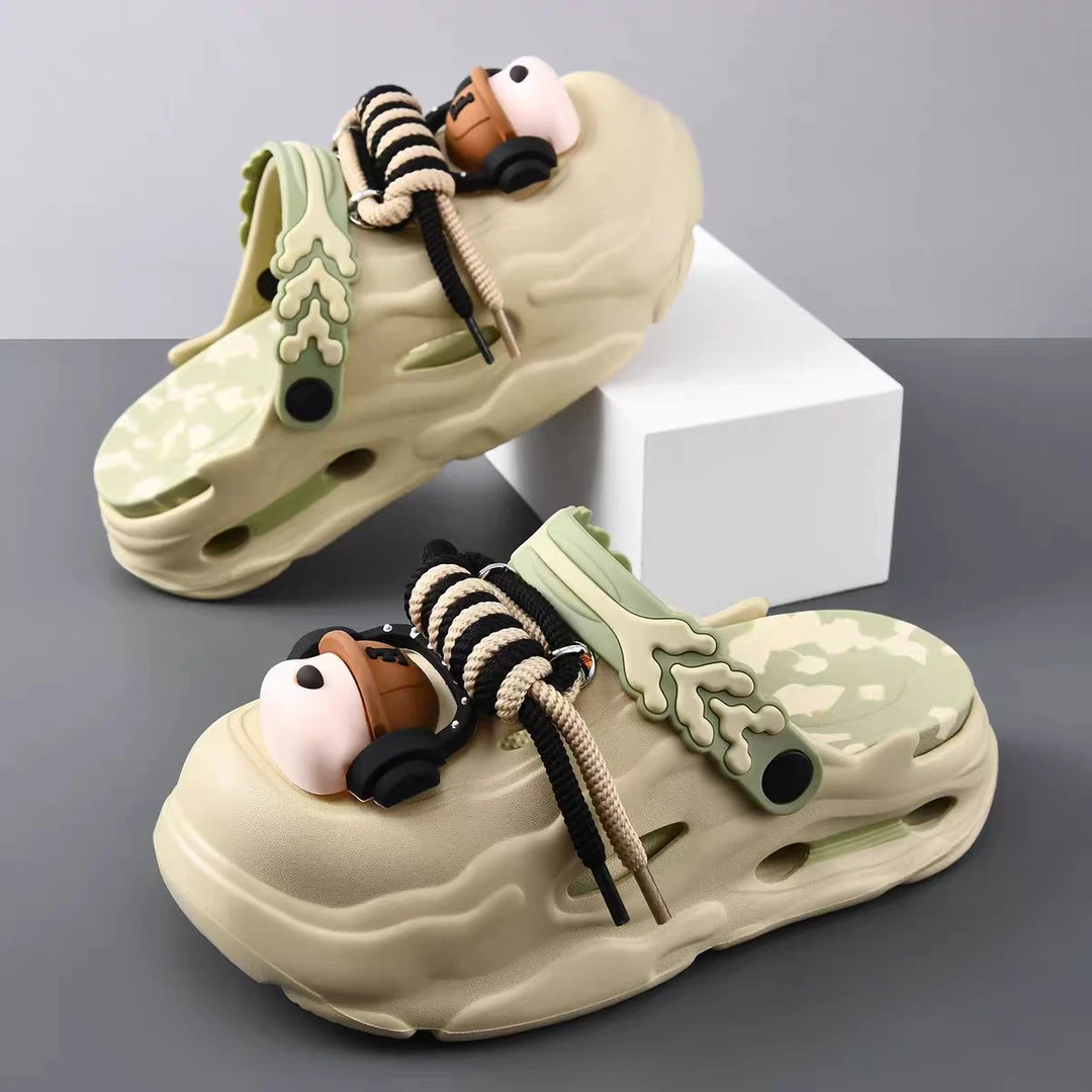 情侣款洞洞鞋2025夏季爆款外穿时尚百搭厚底防滑沙滩包头凉拖鞋女