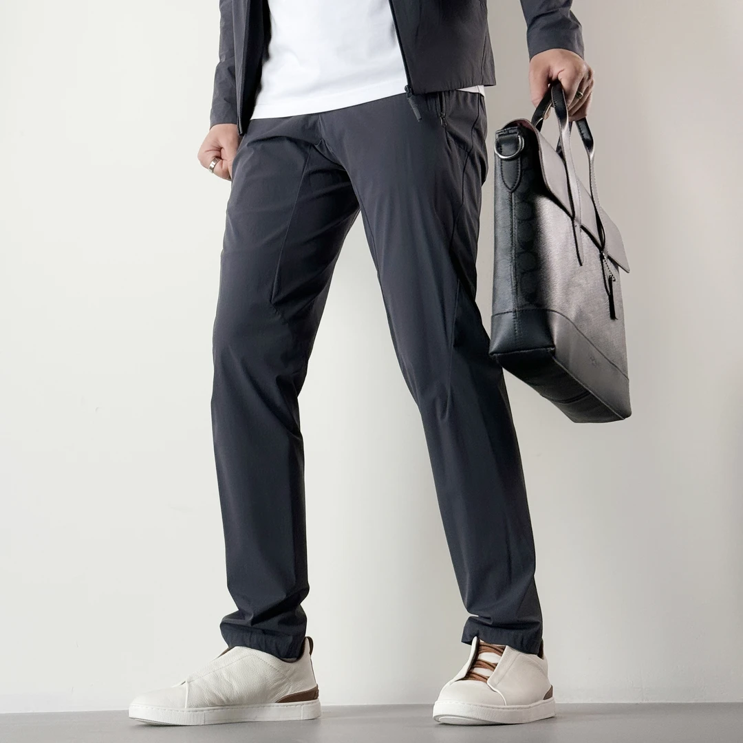 高端夏季超薄舒适男士商务休闲裤都市户外运动弹力轻薄透气长裤男