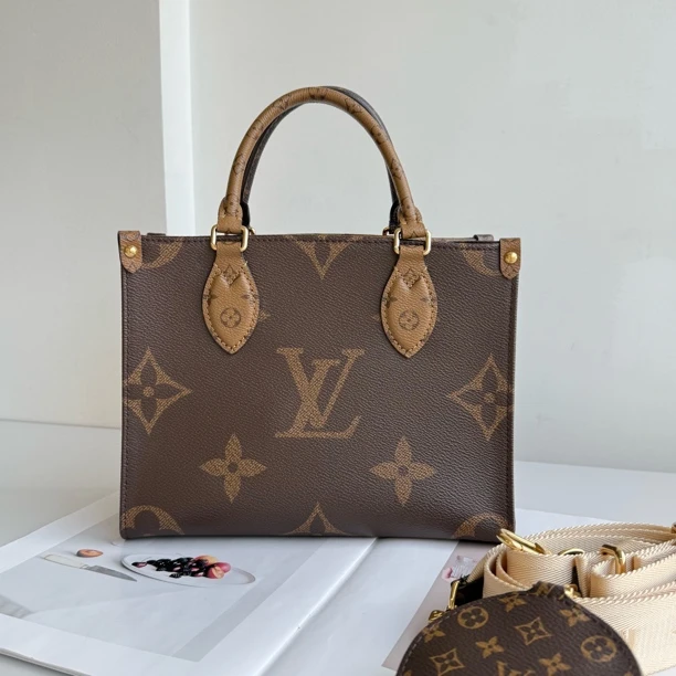99新 LouisVuitton/路易威登 LV小号onthego老花手提包斜挎包