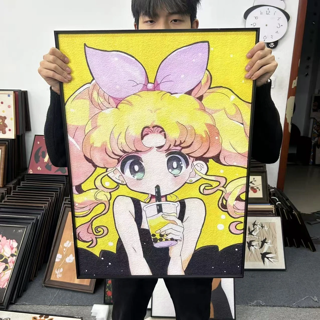 可爱女孩房装饰画卧室床头儿童房美少女卡通治愈系高级感挂画5070