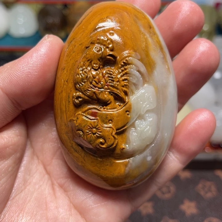 石材天然方解石手把件不退换