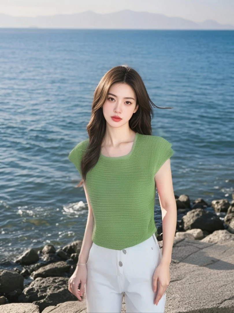 毛针织衫镂空圆领高腰纯欲风打底衫韩版飞飞袖薄款夏季纯色女1093