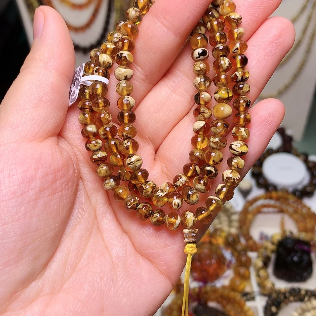 琥珀未镶嵌裸石6/瓷白溶洞108-70