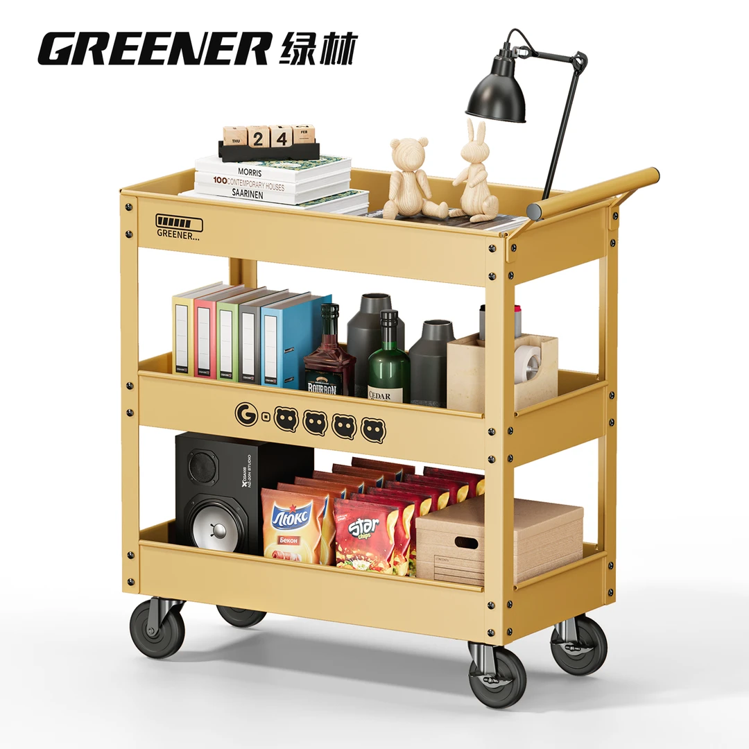 GREENER小推车油画多功能收纳置物架子层移动汽维修家用绿林花架