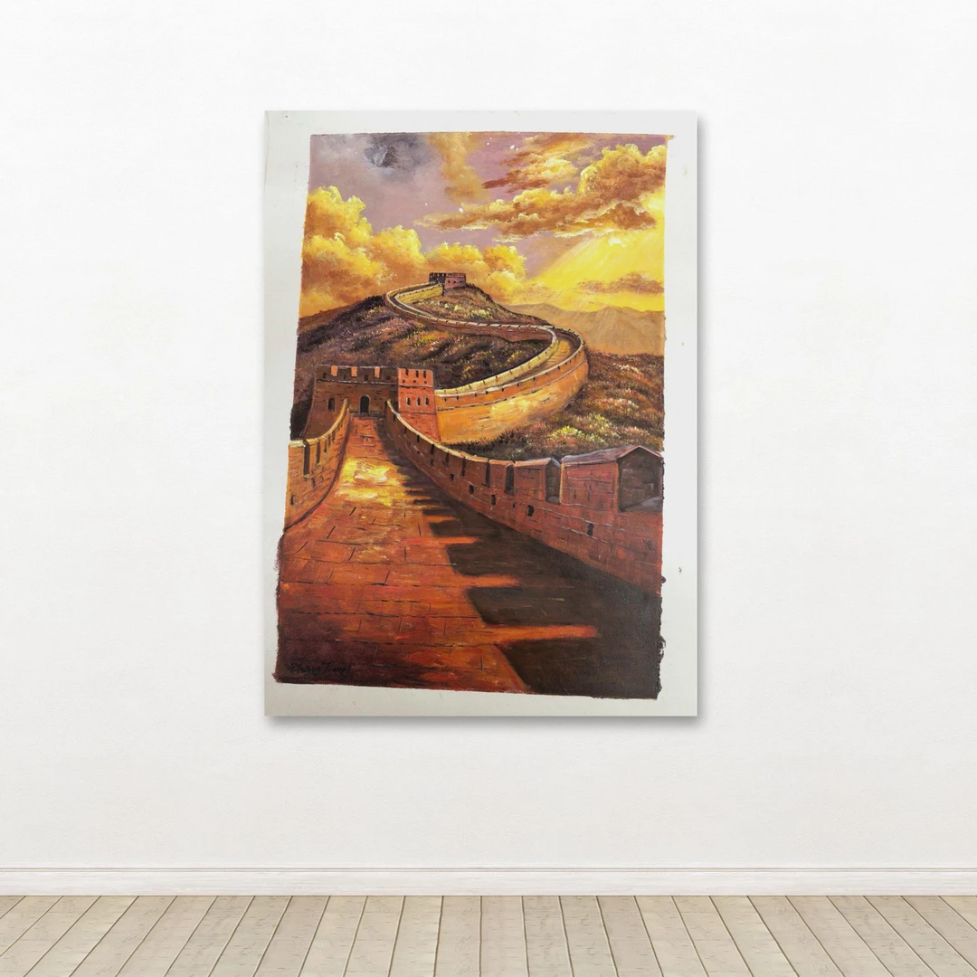 张敬-手绘油画-长城-客厅办公室挂画