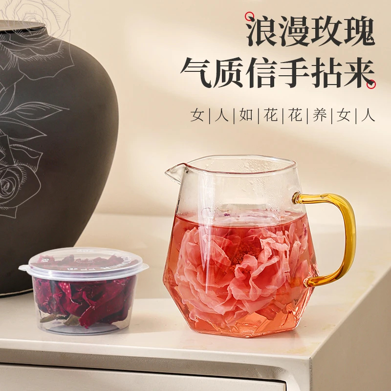 忞悦墨红玫瑰花茶重瓣玫瑰花代用茶一罐一朵一泡云南玫瑰花茶七夕