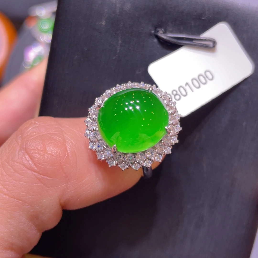 翡翠银S925镶嵌颈饰戒指