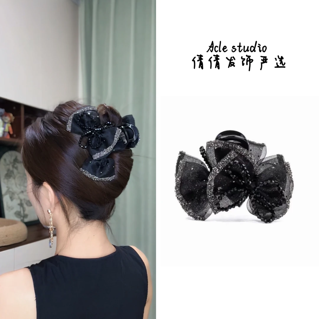 【蝶舞】巴黎王妃蝴蝶结发夹女2025高级感鲨鱼夹头饰后脑勺抓夹发卡