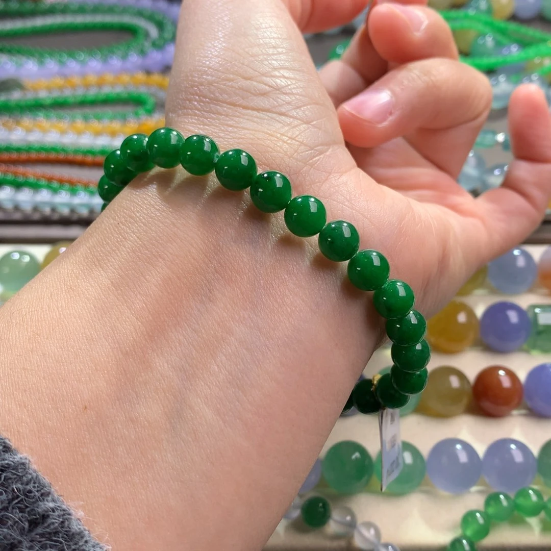 翡翠手链未镶嵌卡7 辣绿