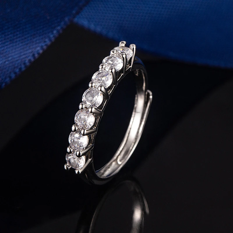 合金合成锆石戒指 [微笑七公主戒指】小众时尚女开口可调节指环