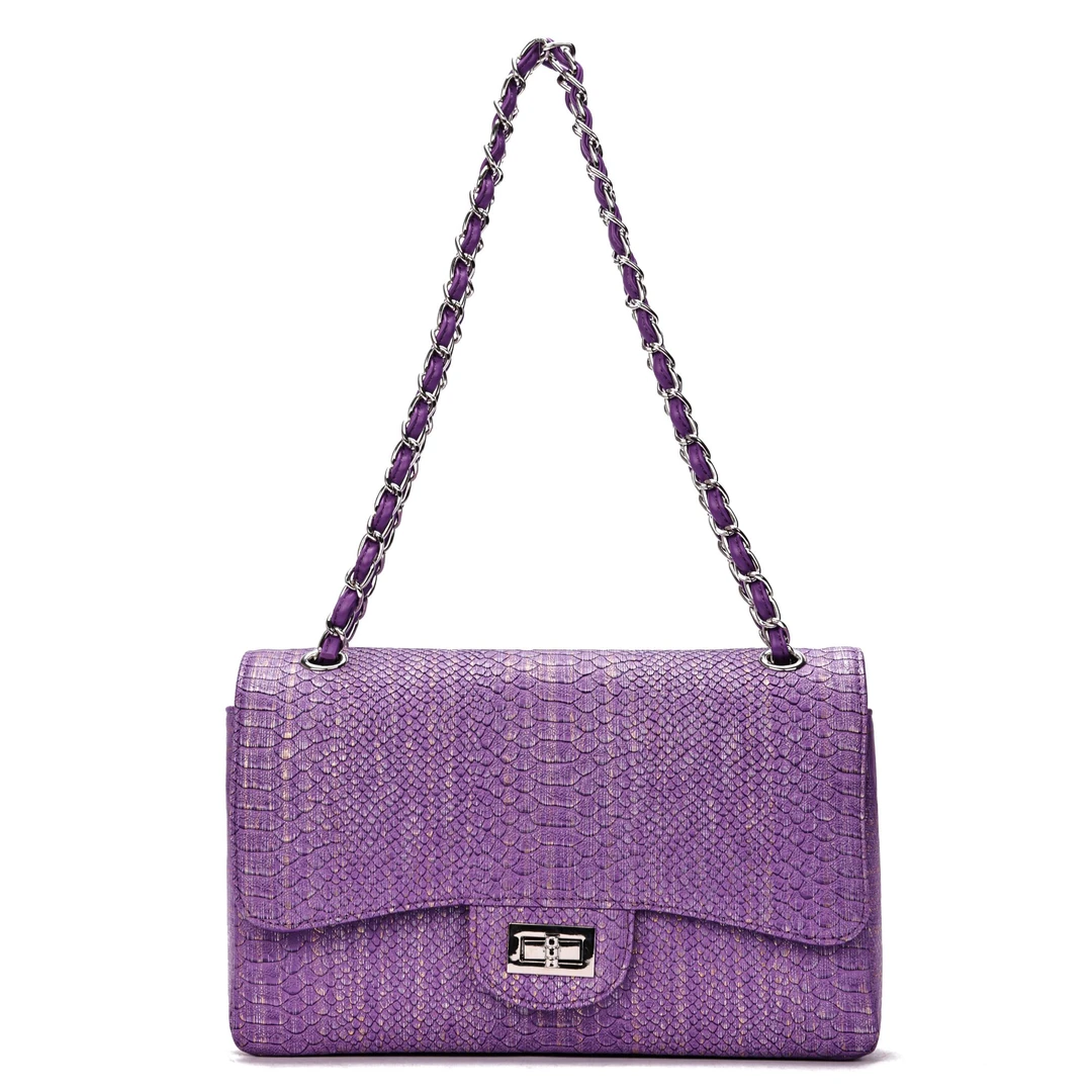 （老板娘专属）蛇纹女包大牌锁扣小方包时尚单肩斜挎包V2437