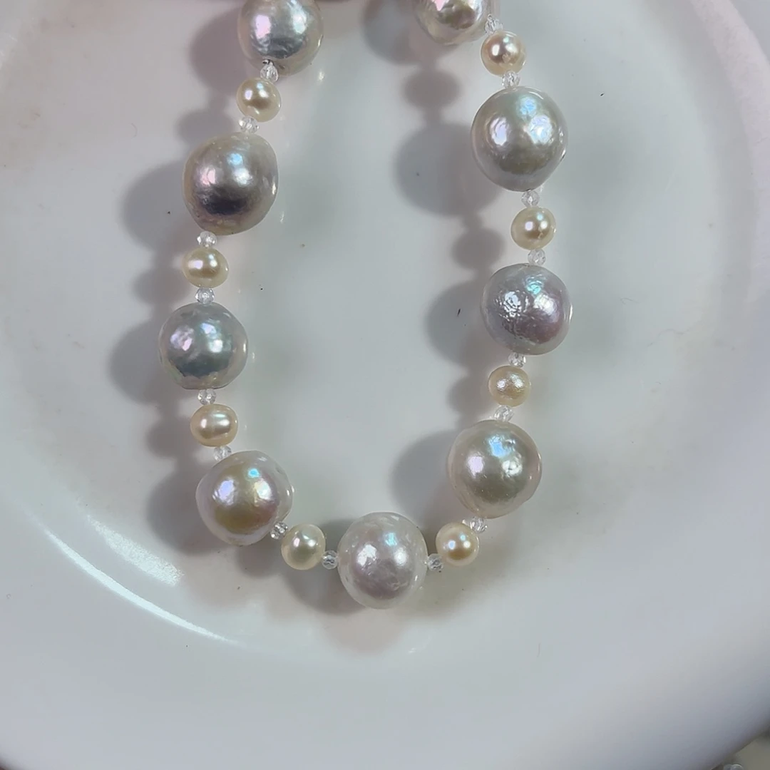 淡水珍珠银S925镶嵌颈饰