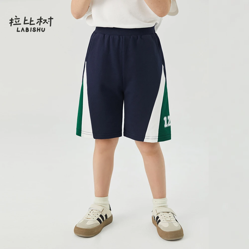 拉比树2025新款夏季数字印花针织短裤夏季儿童运动裤男童时尚短裤