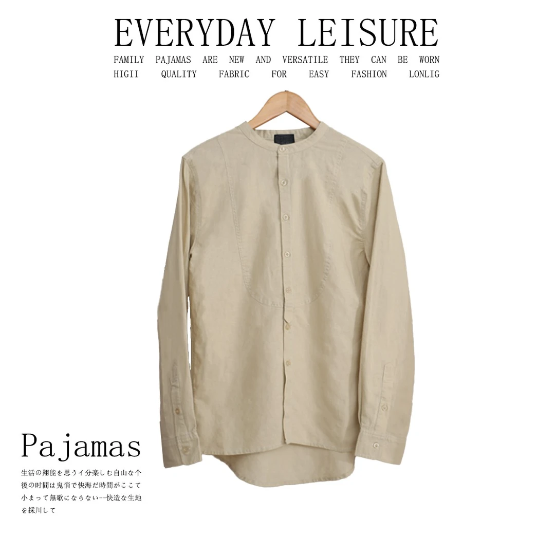 女士棉麻长袖衬衫时尚休闲上衣宽松圆领衬衣02076透气舒适