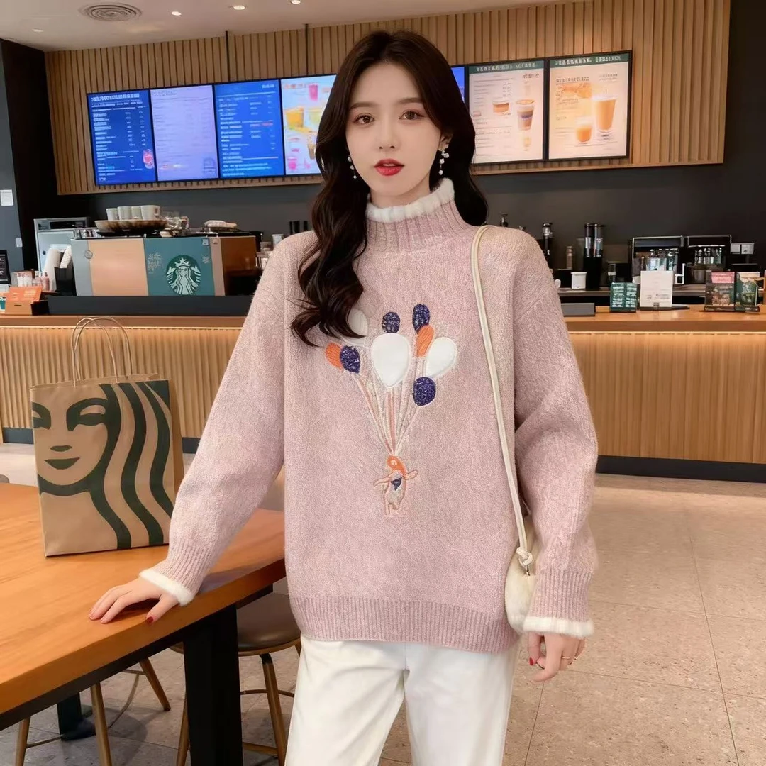 12初中小学生毛衣女秋冬款13少女大童15青少年11胖女孩针织打底衫