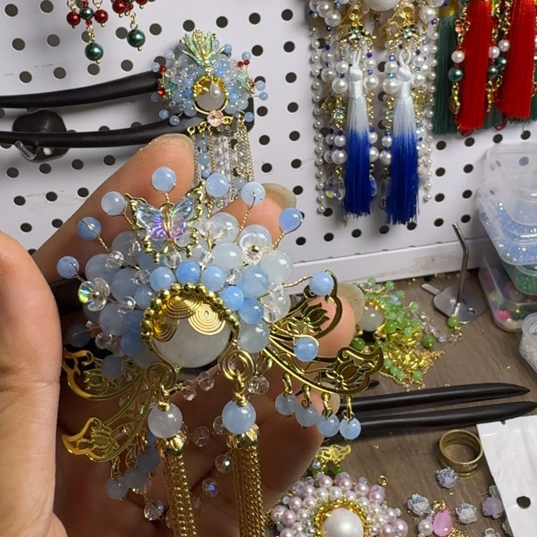 唔****铜合金醋酸古风刀马旦发簪
