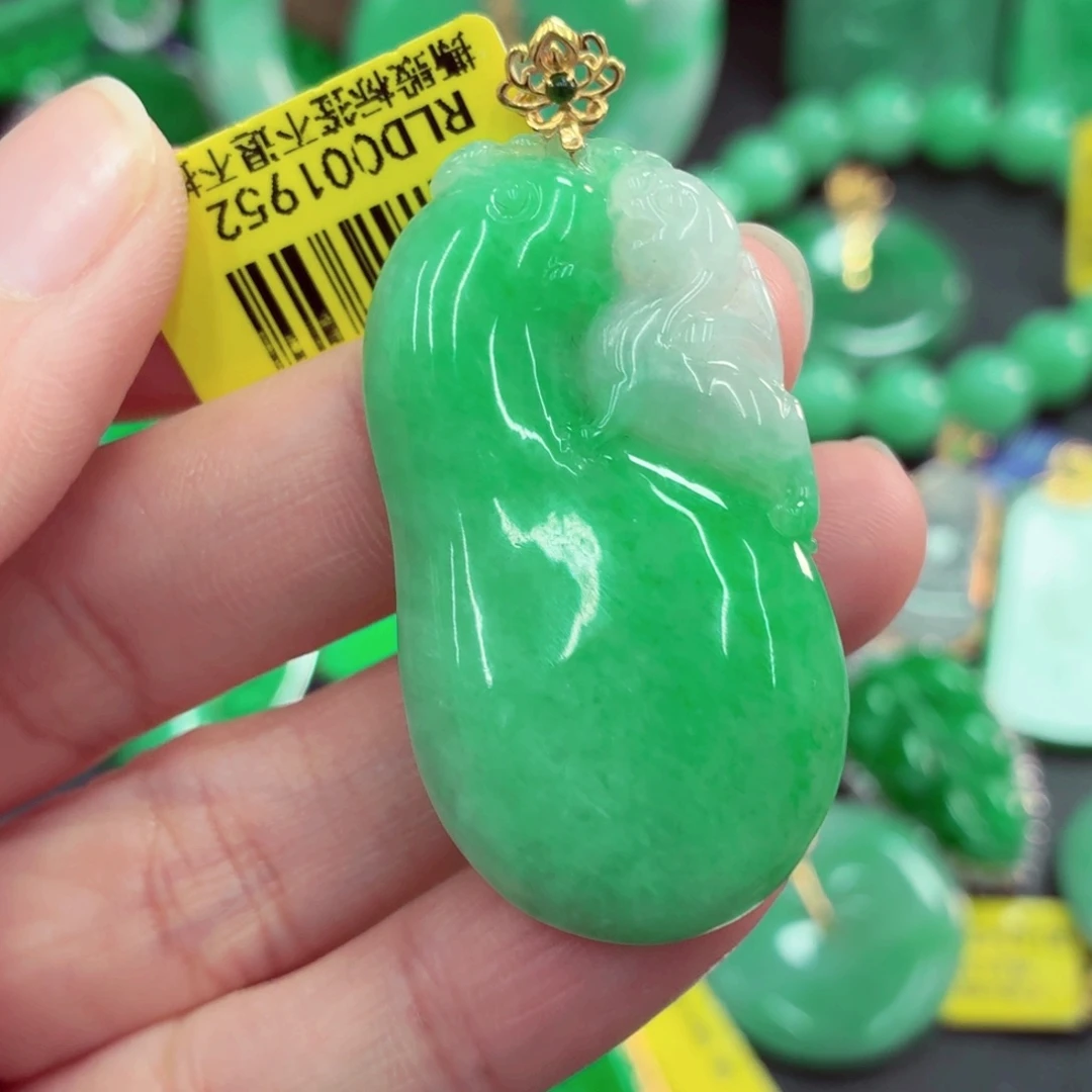 翡翠18K金镶嵌吊坠(不含链)