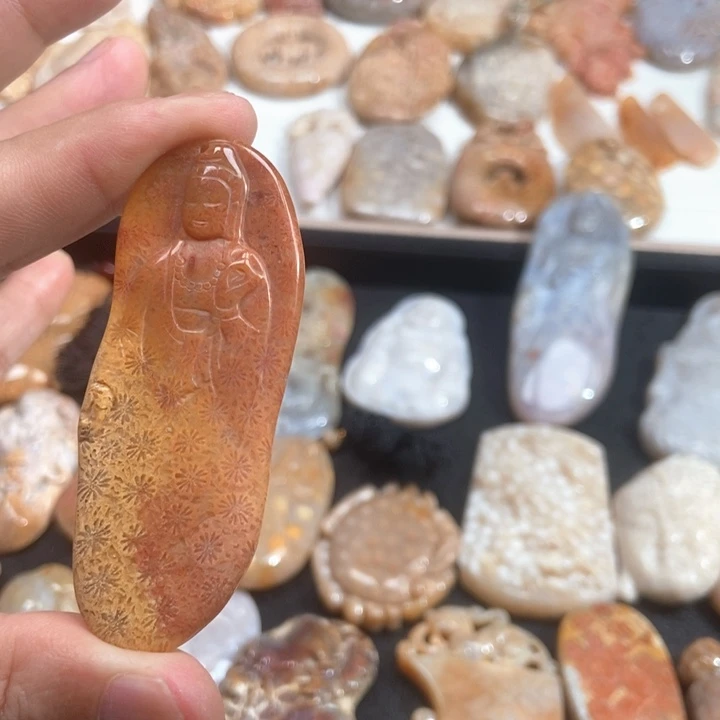 硅化珊瑚（珊瑚玉）未镶嵌颈饰