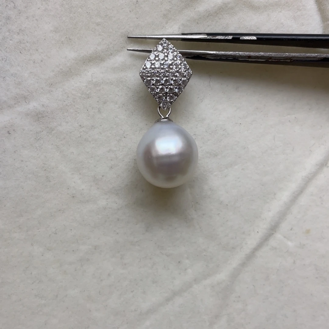 银S925镶嵌吊坠(不含链)海水珍珠