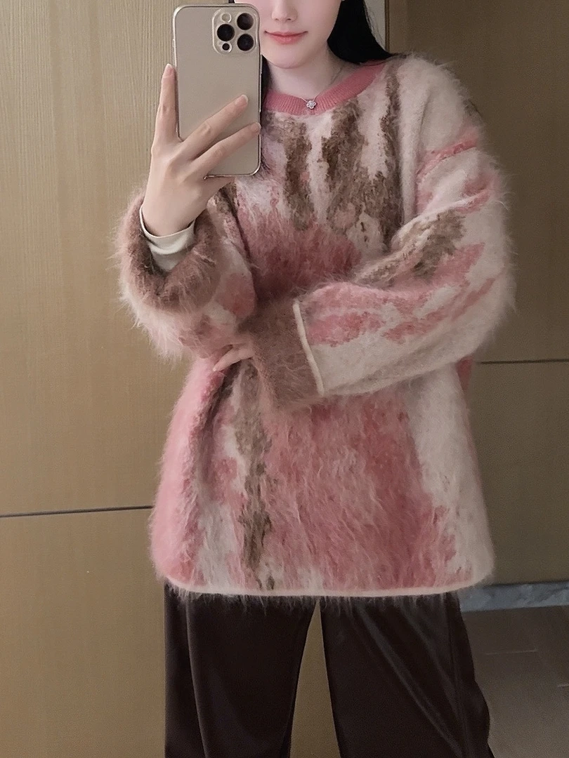 【草莓布丁】花色双面织拉绒毛衣