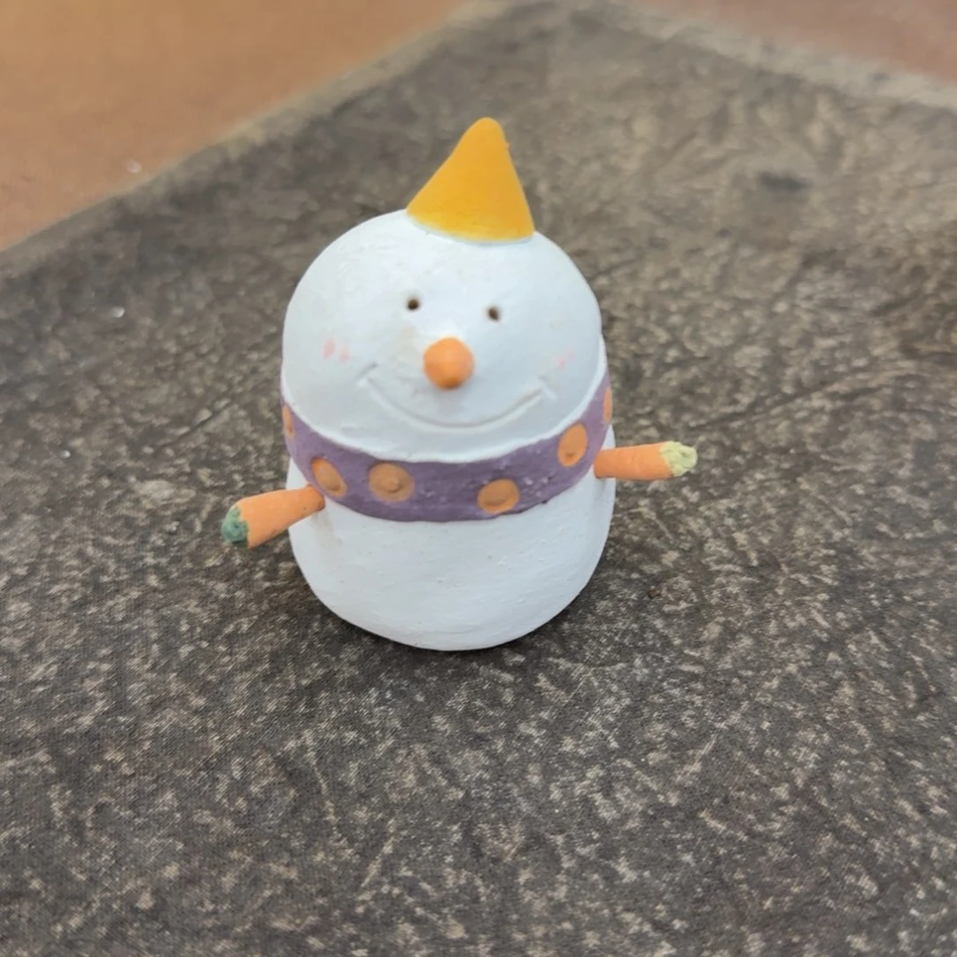 纯手工陶泥小雪人