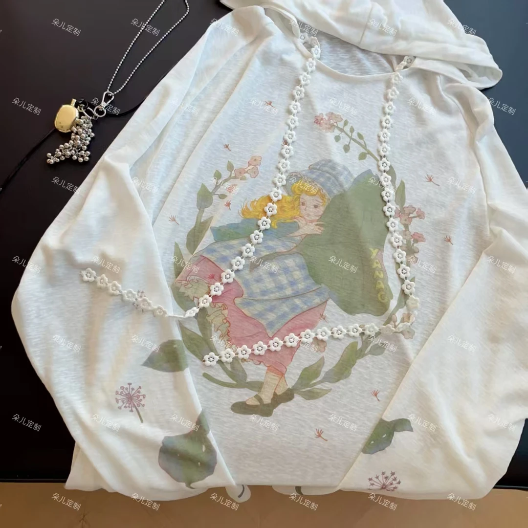 朵儿定制 【拇指姑娘】夏季简约莱赛尔小女孩连帽防晒 IW46