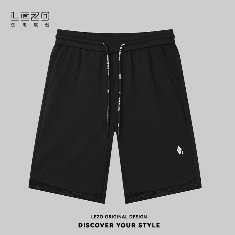 LEZO乐周原创 夏季休闲宽松针织五分裤休闲版925217728 黑色