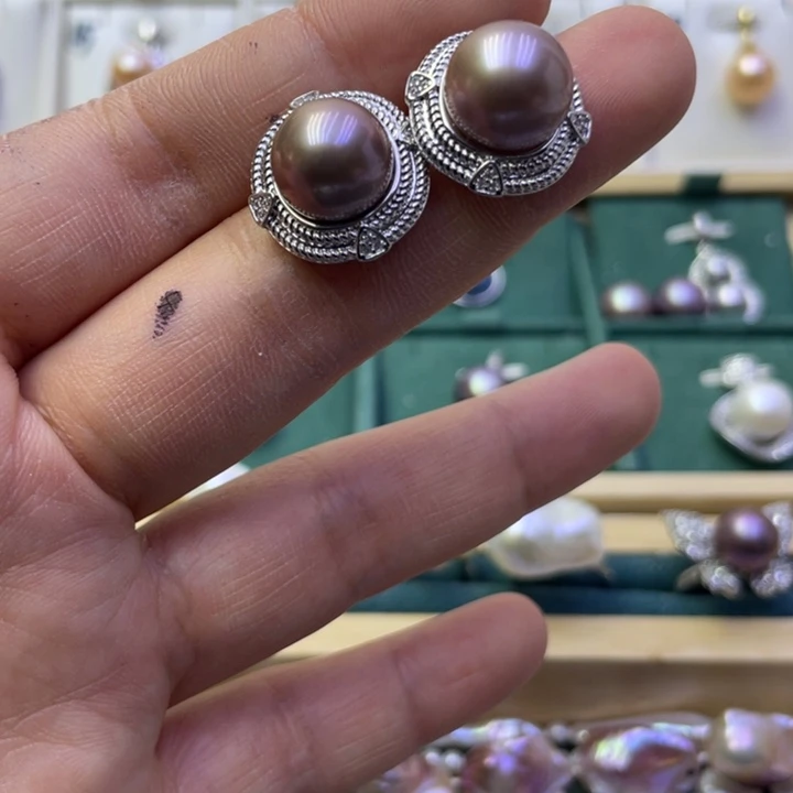 淡水珍珠耳饰合金