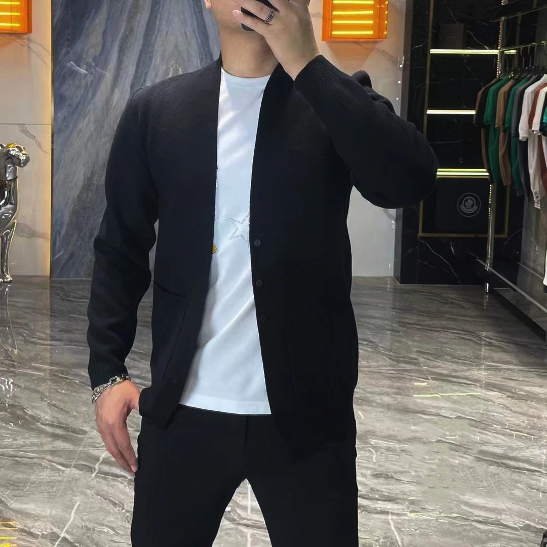 春秋季男士轻奢百搭纯色毛衣针织开衫-3329