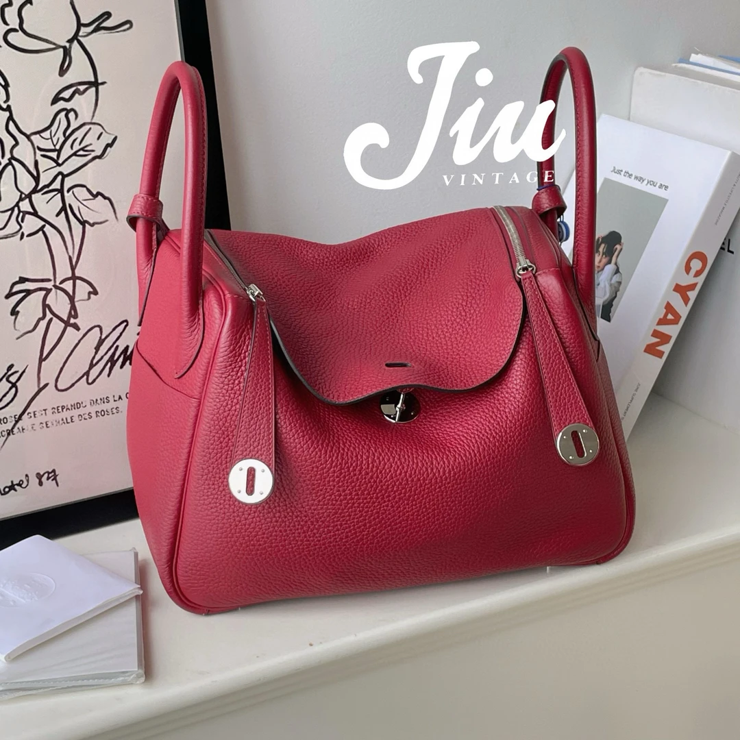 99新 Hermes/爱马仕 lindy30波尔多酒红银扣C刻中检 CJM11-0655