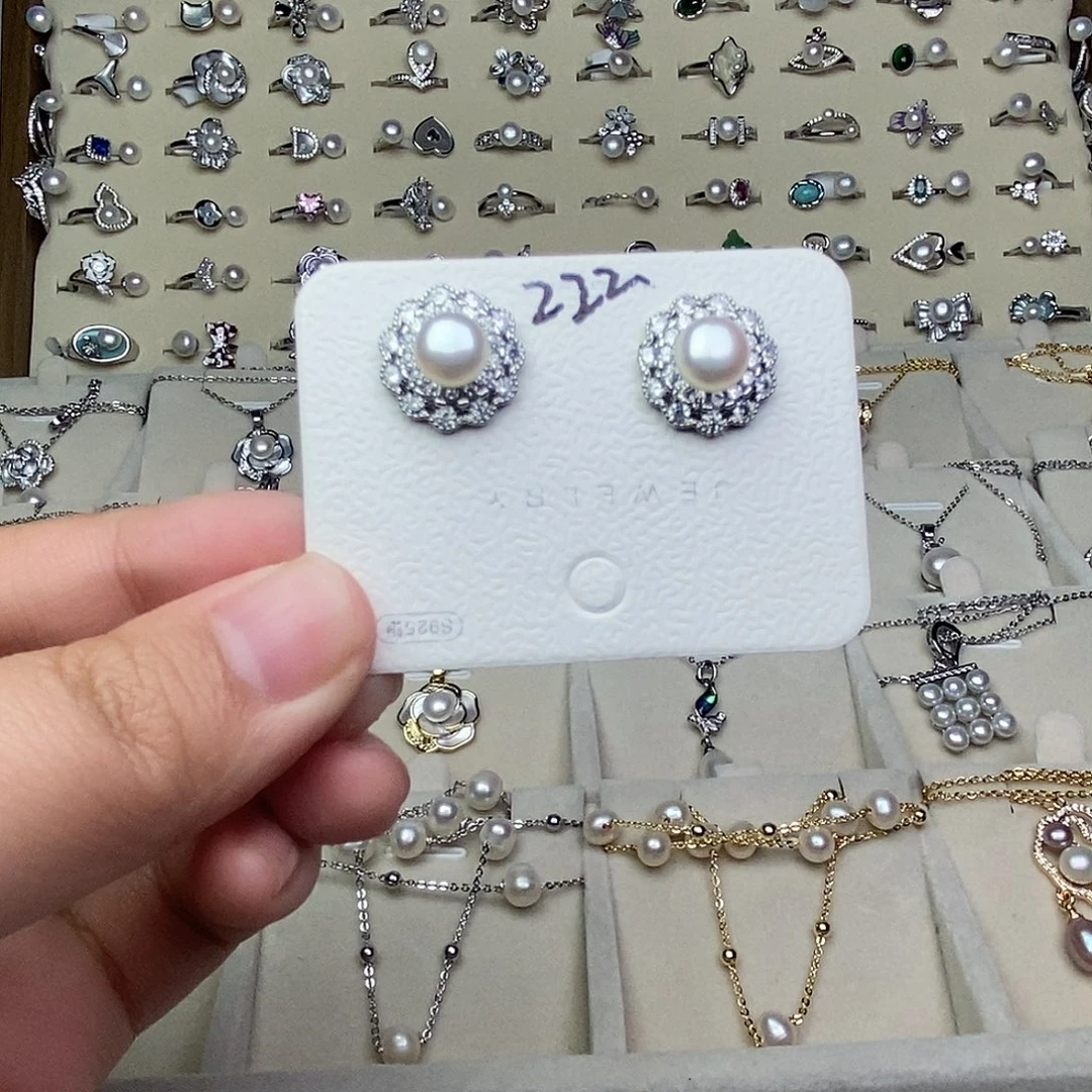 银S925镶嵌淡水珍珠耳饰