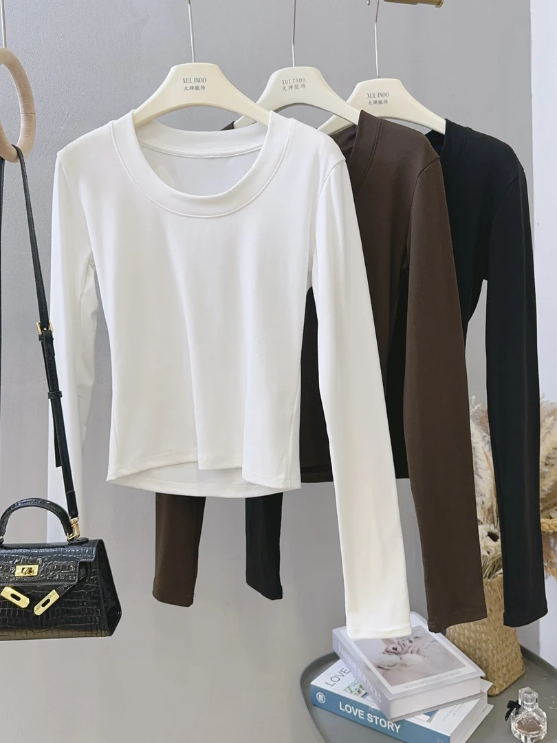 丨秋冬新款多色法式优雅风拼接蕾丝花边打底衫 4152