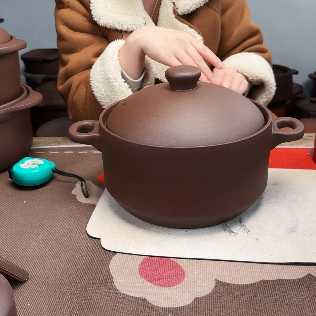 紫砂砂锅4升元宝紫色正品