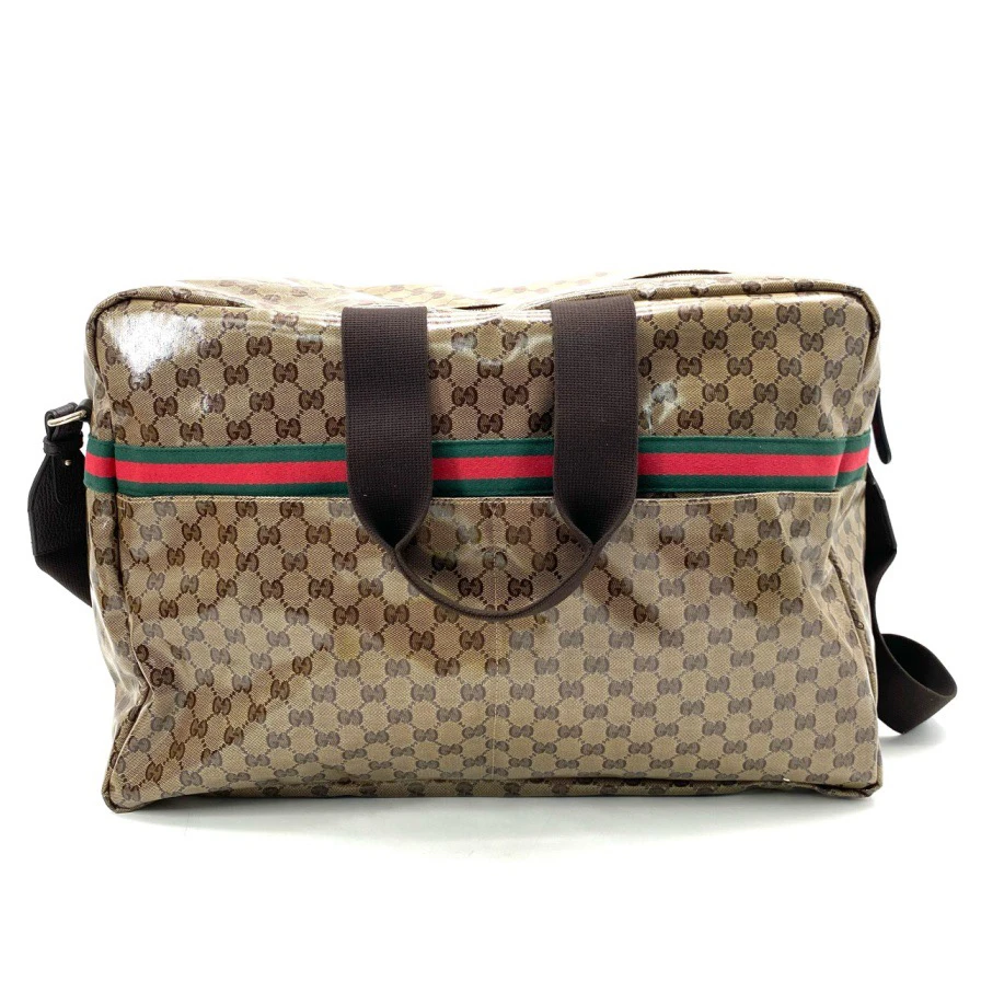 99新 GUCCI/古驰 经典老花时尚潮流水晶皮手提包旅行袋 尺寸52/35