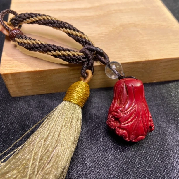 含辰砂工艺品天然朱砂辰砂遇百财白菜吊坠包挂