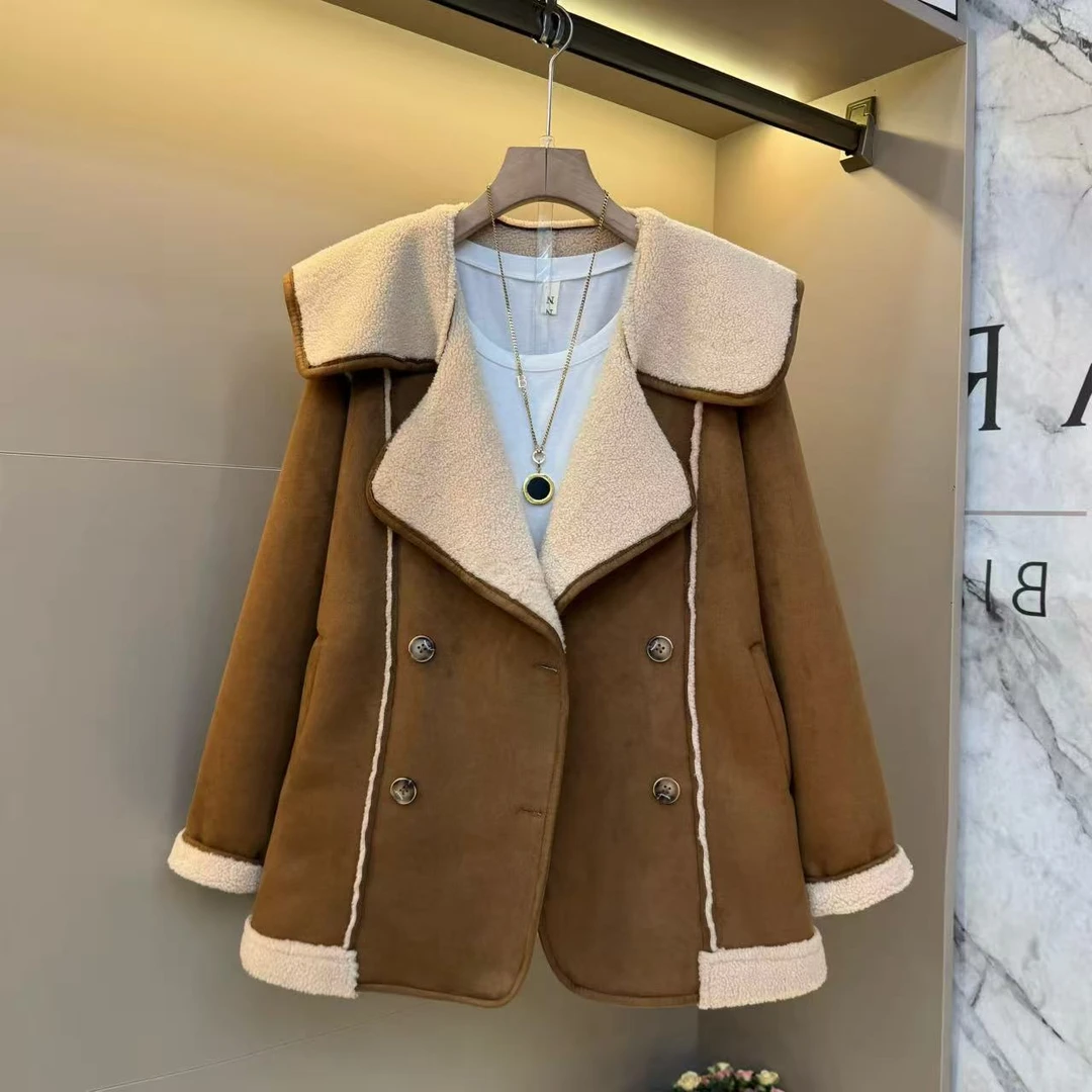 2025秋冬欧货时尚翻领通勤百搭洋气胖mm气质保暖短款外套8802