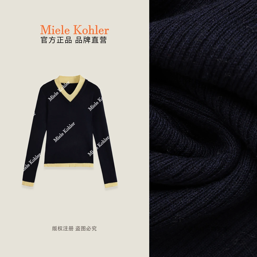 秋冬新款撞色百搭女毛针织衫MKAQ3A194【澳门小源同款】